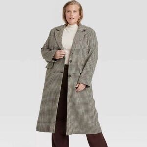 A new day Classic Houndstooth Trench Coat